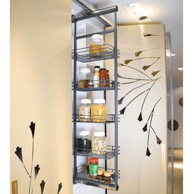 Coluna Deslizante Aramada Cinza Masutti 5 Cestos Organizadores 25x47x175cm Cozinha