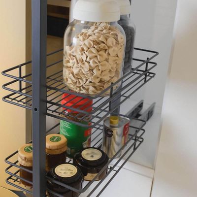Coluna Deslizante Aramada Cinza Masutti 5 Cestos Organizadores 25x47x175cm Cozinha