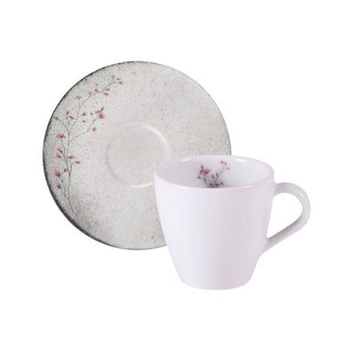 Conjunto 12 Xícaras e Pires Porcelana 200ml Floralis Tramontina Branco Chá Café