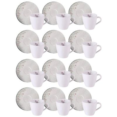 Conjunto 12 Xícaras e Pires Porcelana 200ml Floralis Tramontina Branco Chá Café