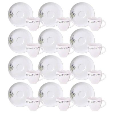 Conjunto 12 Xícaras de Porcelana com Pires 100ml Tramontina Lilla Café Mesa Posta