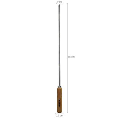 Kit 3 Espetos Inox para Coração 85cm Carne Churrasqueira Cabo Madeira Taumer