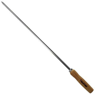 Kit 3 Espetos Inox para Coração 85cm Carne Churrasqueira Cabo Madeira Taumer