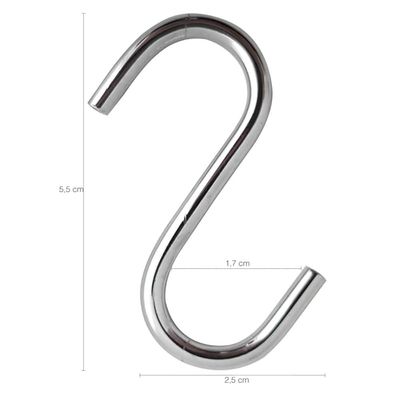 Kit 24 Ganchos Multiuso Para Barra Toalha Utensílios Cromado Organizador Aço Cozinha Roupas Resistente
