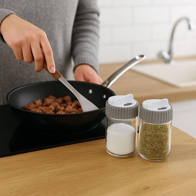 Kit 2 Porta Temperos Vidro e Tampa Rotativa Siena 190ml Cinza Lyor Cozinha Pote Condimentos Redondo