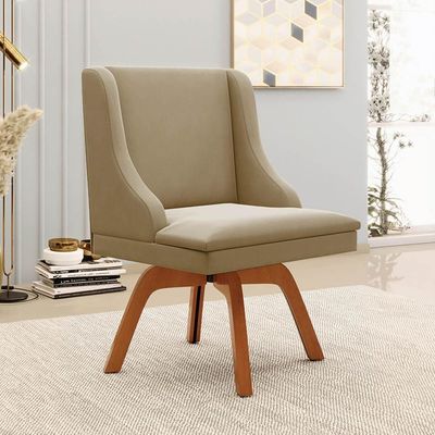 Kit 6 Cadeiras Estofadas Giratória Para Sala De Jantar Lia Suede Marrom Rt - Ibiza