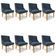 Kit 8 Cadeiras Estofadas Para Sala De Jantar Base Fixa De Madeira Castanho Lia Suede Azul Marinho - Ibiza