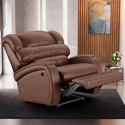 Poltrona Do Papai Reclinável Kalie Power Elétrica Fh9 Pu Marrom Brilho - Mpozenato