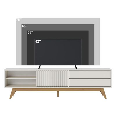 Rack Frisado Para Tvs 75 Calabria Off White Matte