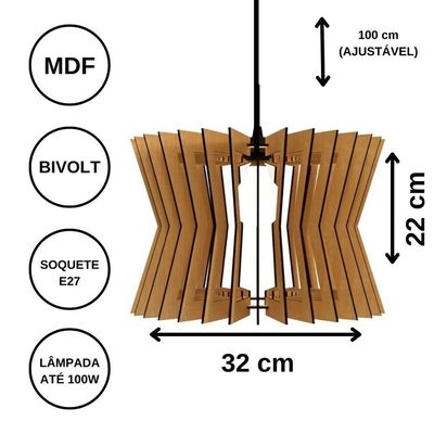 Luminária Teto Tipo Pendente Pamplona Mdf - Completa Mdf Cru