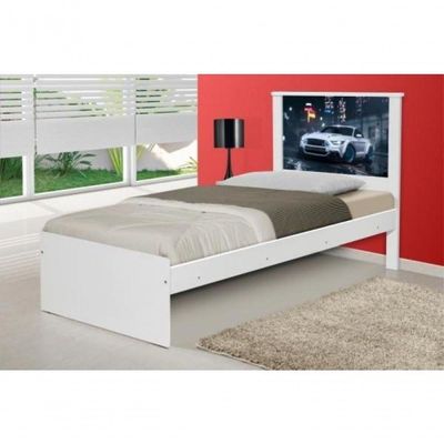 Cama Solteiro Com Cabeceira Carro Branco Potente