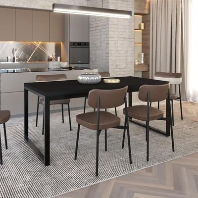 Mesa De Jantar Yon 180 X 90 X 76 Cm Preto Tx/est.preta Preto Tx/est.preta