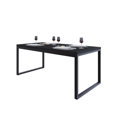 Mesa De Jantar Yon 180 X 90 X 76 Cm Preto Tx/est.preta Preto Tx/est.preta