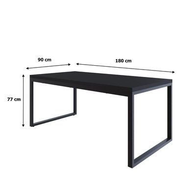 Mesa De Jantar Yon 180 X 90 X 76 Cm Preto Tx/est.preta Preto Tx/est.preta