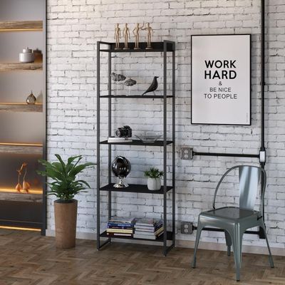 Estante Dynamica 60x30x187cm C/05 Prateleiras Preto ônix / Est.preta Preto ônix / Est.preta