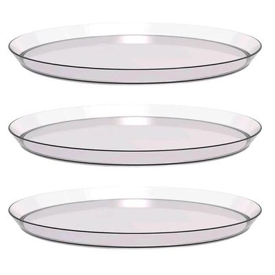 Kit 3 Bandejas Redondas 34cm Glassy Crippa Transparente Serv