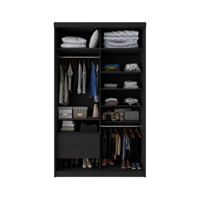 Gaurda-Roupa Solteiro com 2 Espelhos Geneve 100% MDF 2 PT 2 GV Preto
