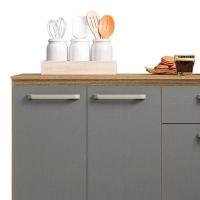 Balcão De Cozinha Com Tampo 120cm Louis K02 Freijó-gris - Mpozenato