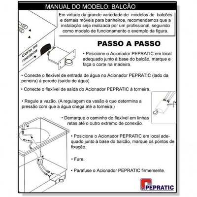 Torneira De Pedal Pepratic Com Acionamento Mecânico Da Válvula Modelo De Embutir Balcão