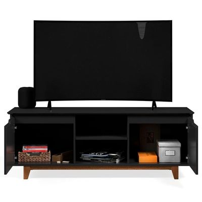 Rack Para Sala Bancada De 55 Pol 139cm Flow Preto - Ej Móveis