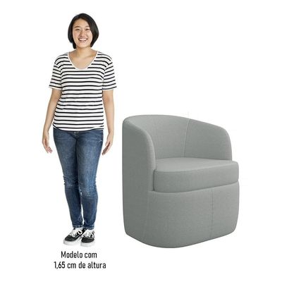 Poltrona Giratória Decorativa Para Sala Dandara K04 Bouclê Cinza Claro - Mpozenato