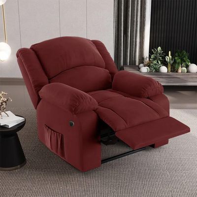 Poltrona Do Papai Reclinável Pietra Power Elétrica Usb Fh9 Veludo Vermelho - Mpozenato
