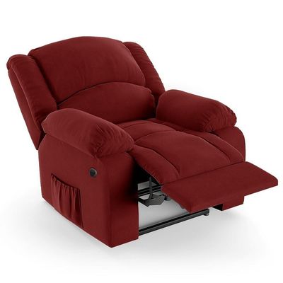 Poltrona Do Papai Reclinável Pietra Power Elétrica Usb Fh9 Veludo Vermelho - Mpozenato