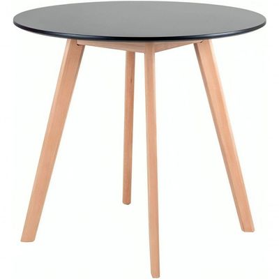Mesa De Jantar Cozinha Sala Redornda Leda Sofisticada 80cm Preta