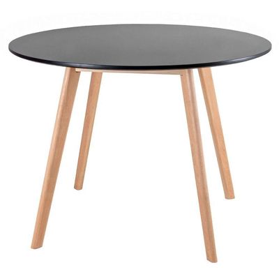 Jogo Cozinha Sala Jantar Mesa Leda 80cm Redonda Com 4 Cadeiras Eiffel Eames Cor Preto