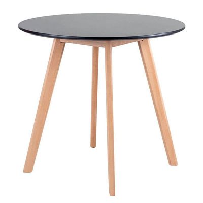 Jogo Cozinha Sala Jantar Mesa Leda 80cm Redonda Com 4 Cadeiras Eiffel Eames Cor Preto