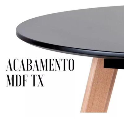 Jogo Cozinha Sala Jantar Mesa Leda 80cm Redonda Com 4 Cadeiras Eiffel Eames Cor Preto