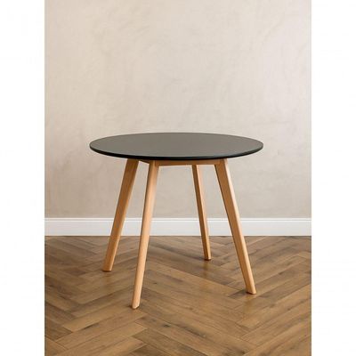 Jogo Cozinha Sala Jantar Mesa Leda 80cm Redonda Com 4 Cadeiras Eiffel Eames Cor Preto