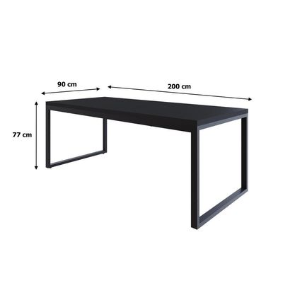 Mesa De Jantar Yon 200 X 90 X 76 Cm Preto Tx/est.preta Preto Tx/est.preta