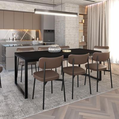 Mesa De Jantar Yon 200 X 90 X 76 Cm Preto Tx/est.preta Preto Tx/est.preta