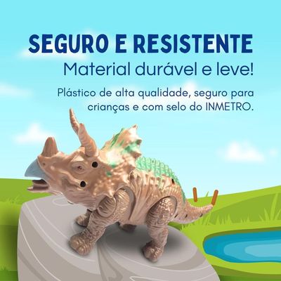 Brinquedo Dinossauro Triceratops Com Som Luz E Movimento 23cm