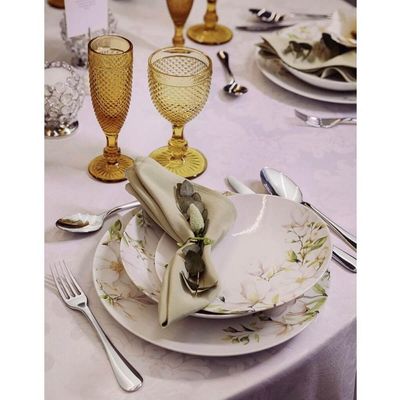 Prato de Sobremesa Branco 21cm Porcelana Decorada Avulso Tramontina Magnólia
