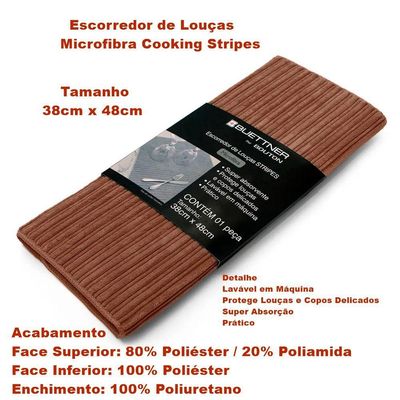 Escorredor De Louça Buettner Microfibra 80% Poliéster/20% Poliamida Cooking Stripes 38cm X 48cm Khaki