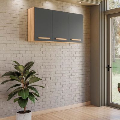 Armario Aereo De Cozinha Intenza 120 Cm Com 3 Portas