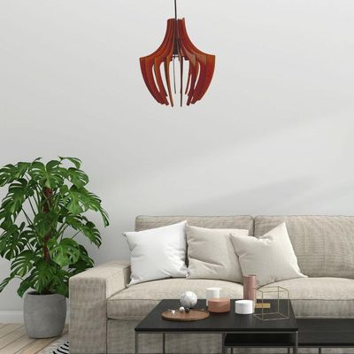 Luminária Teto Tipo Pendente Aranha Mdf - Completa Cor: Mdf Cru
