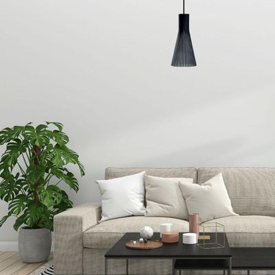 Luminária Teto Tipo Pendente Funil Mdf - Completa Cor: Preta
