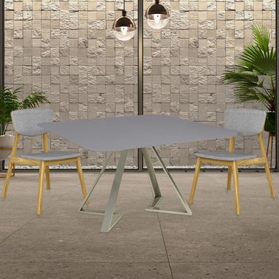 Kit 3 Cadeiras Decorativas Sala de Jantar Madeira Maciça Lang Linho Cinza/Freijó - Gran Belo