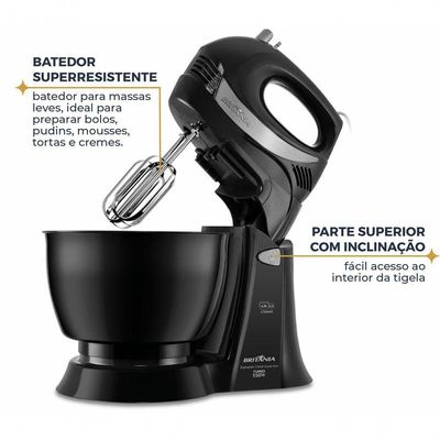 Batedeira Britânia Diamante Preta 550W 4,3L 110V