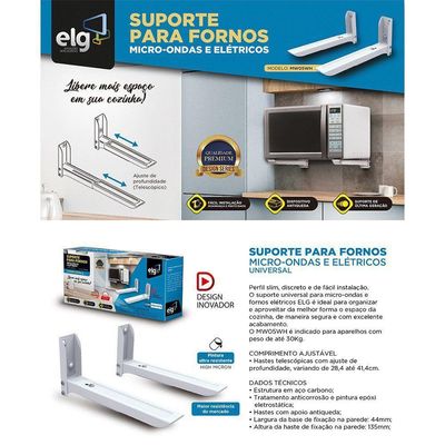 Suporte Para Microondas Universal Mw05 Elg Branco