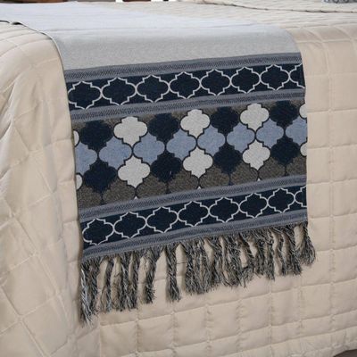 Kit Peseira Grécia 5 Peças King 60% Algodão 40% Poliéster Tecido Jacquard Acompanha Almofadas Cheias - Azul