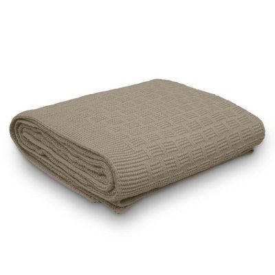 Manta Decorativa Para Sofá Tricot Golden 1,20m X 1,50m 100% Algodão Amêndoa