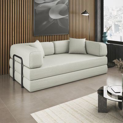 Sofá Cama Colchão De Espuma à Vácuo Compactair Sala Balaqui Bege