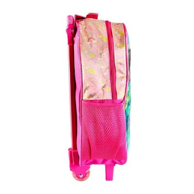 Kit Escolar Infantil Mochila Lancheira Térmica E Estojo 3 Peças Estampa De Princesas Cor Rosa