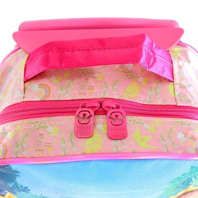 Kit Escolar Infantil Mochila Lancheira Térmica E Estojo 3 Peças Estampa De Princesas Cor Rosa