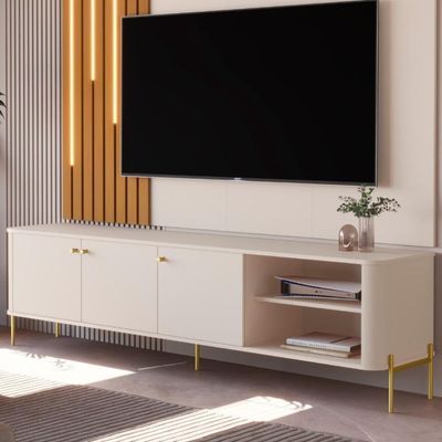 Rack Para 70 Polegadas Olaf Off White Dourado