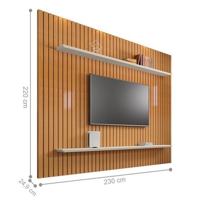 Painel Frisado Para Tvs De 60 Xangai Cinamomo Off White